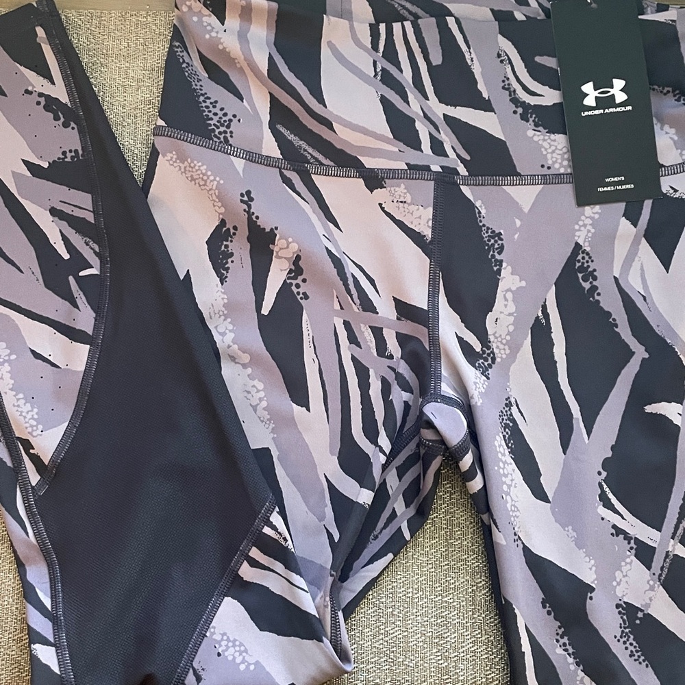 Under Armour Black and Purple High-Rise Leggings